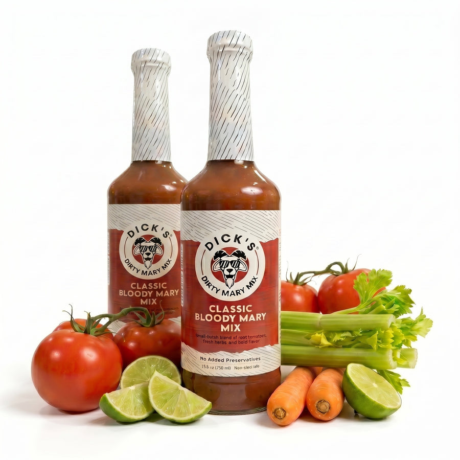 Classic Bloody Mary bottles and ingredients